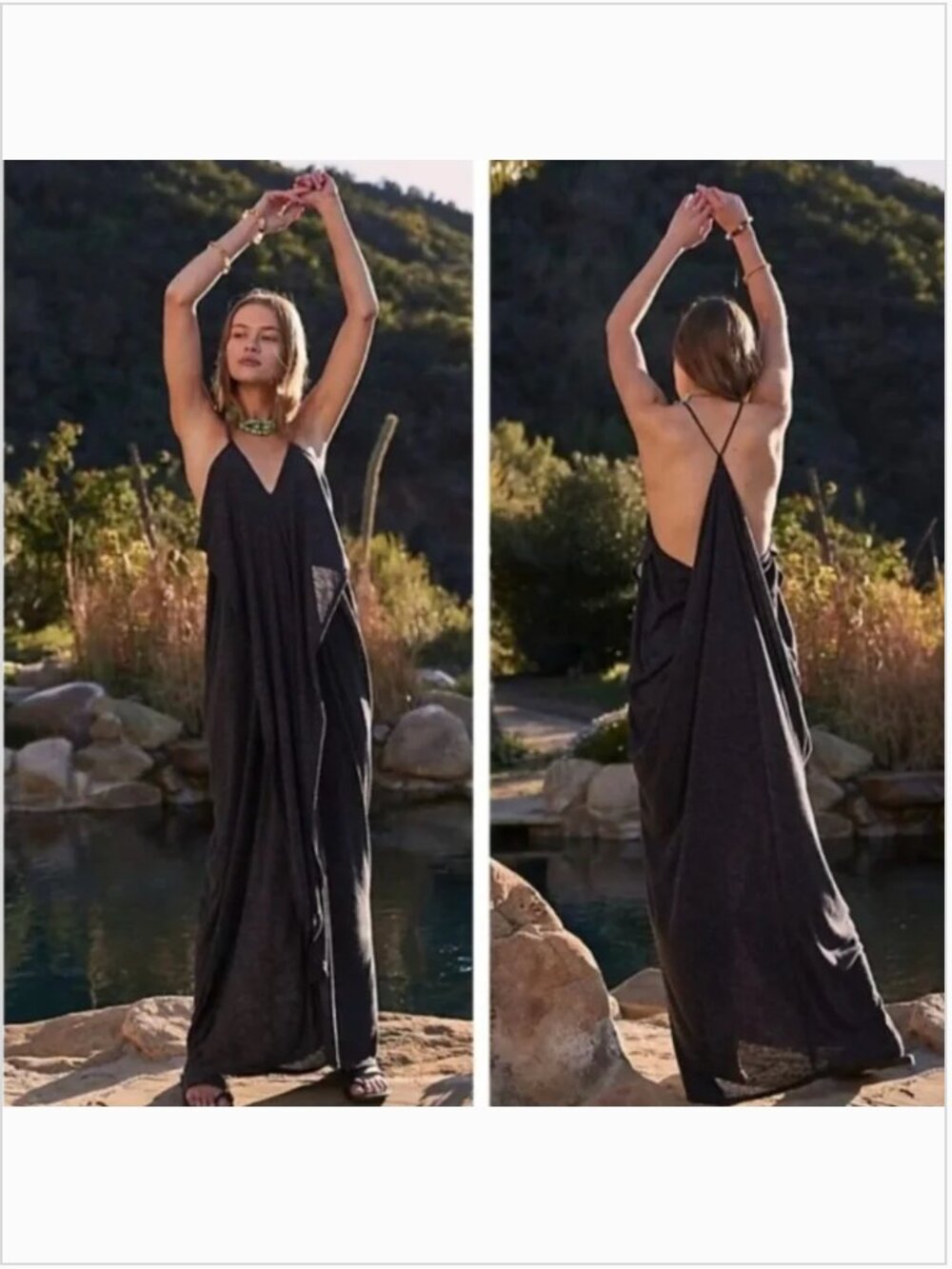 Free People Black Strappy Back Maxi Dress